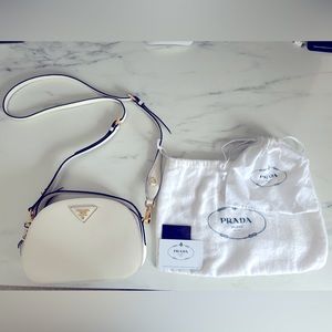 Authentic White Prada Odette Crossbody Bag - Excellent Used Condition